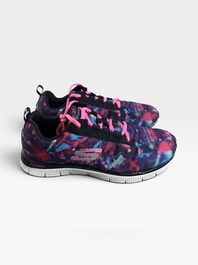 Skechers Flex Appeal Cosmic Rays Sneakers Shoes Memory Foam Womens 7.5